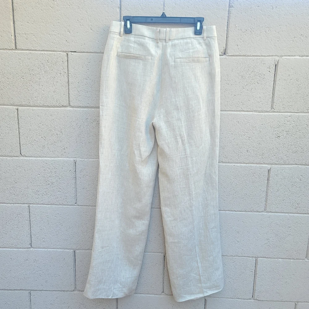 Banana Republic | Beige Lina 100% Linen Straight Fit Trousers Size 8